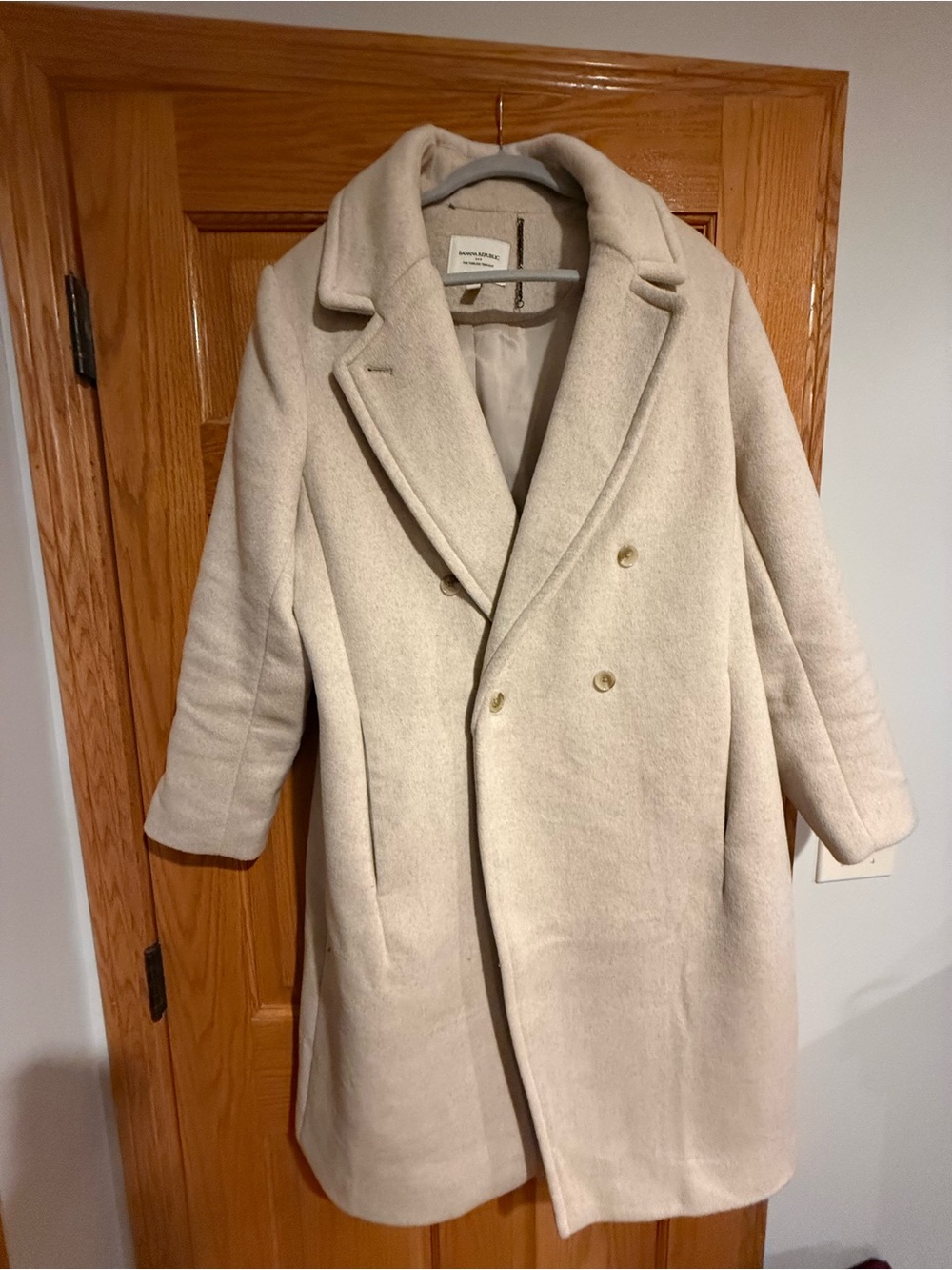 Banana Republic Cream Double-Breasted Pea Coat